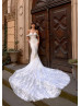 Off Shoulder Lace Tulle Sheer Back Sexy Wedding Dress Off Shoulder Lace Tulle Sheer Back Sexy Wedding Dress